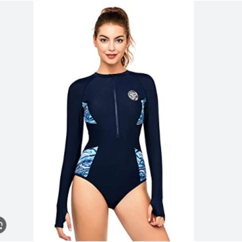 AXESEA Long Sleeve Rash Guard UV UPF 50+ Protection Printed Zipper  Surfing in 4